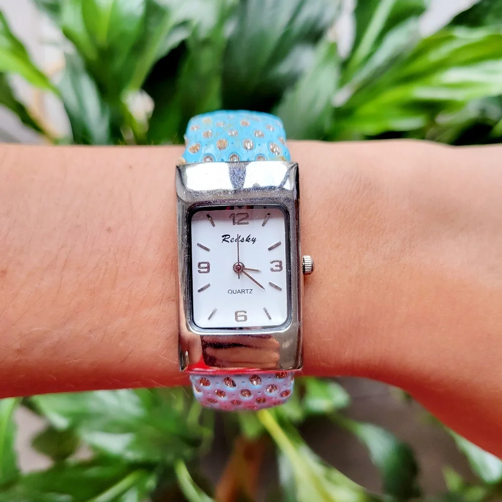Polka Dot Redsky Quartz Blue & Silver Watch